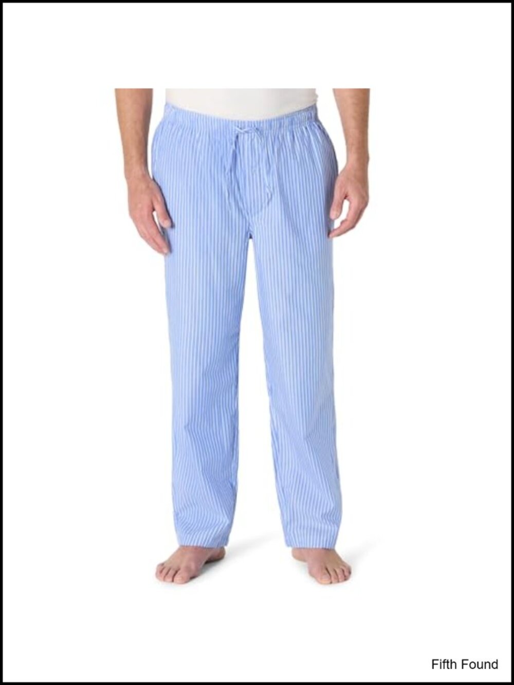 Men's Cotton Poplin Straight-Fit Pajama Pants with Pockets, Elastic Waist,